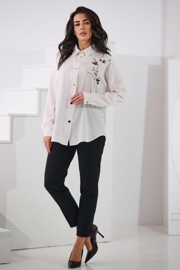 Koszula UNI haft listki - śmietana